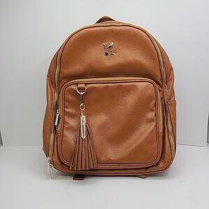 Young Living Tan Vegan Leather Backpack Holds 140 essential oils